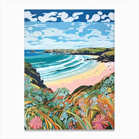 Crantock Beach, Cornwall, Matisse And Rousseau Style 3 Canvas Print