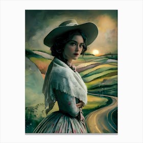 Woman In A Hat 5 Canvas Print
