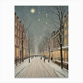 Snowing In The Street Canvas Print