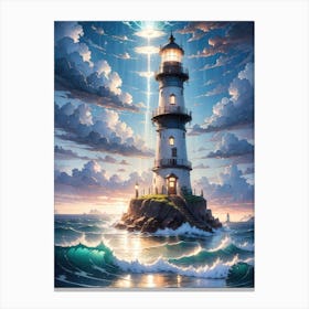 A Lighthouse In The Middle Of The Ocean 73 Canvas Print