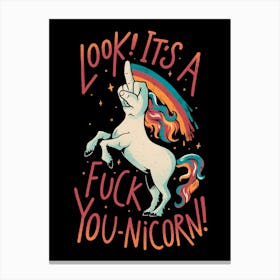 F-You Unicorn - Funny Sarcasm Dark Humor Finger Unicorn Gift 1 Canvas Print