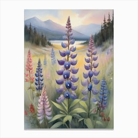 Finlands Lupine Floral Art Canvas Print