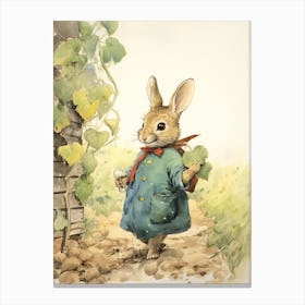 Storybook Animal Watercolour Rabbit 4 Canvas Print