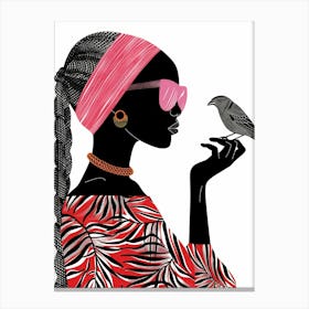 African Woman With Bird Canvas Print