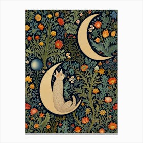 William Morris Cat In The Moon Canvas Print