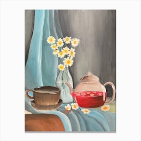 Tea And Flowers Canvas Print