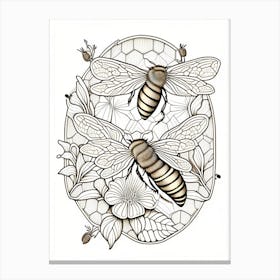 Colony Bees 2 William Morris Style Canvas Print