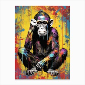Colourful Thinker Monkey Graffii Style 2 Canvas Print