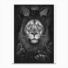 Lion In Tropical Leaves Canvas Print