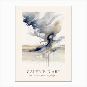 Galerie D'Art Abstract Watercolour Marble Blue And Grey 1 Canvas Print