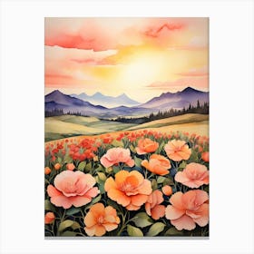 Default A Vividly Serene Painting Depicts A Breathtaking Sunse 0 2 Canvas Print