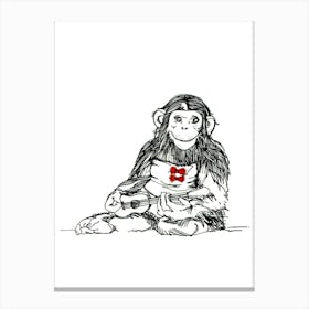 Little Monkey With Ukulele Canvas Print