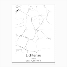 Lichtenau,Germany Minimalist Map Canvas Print