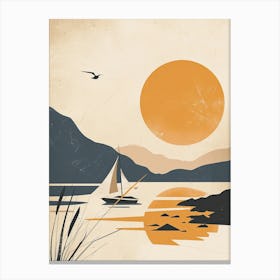 Sunset On The Lake, Scandinavian Minimalism Canvas Print