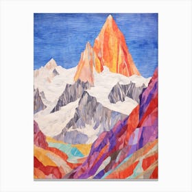 Gasherbrum China 2 Colourful Mountain Illustration Canvas Print