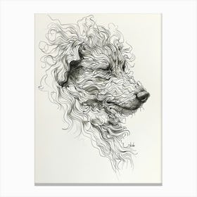Bergamasco Sheepdog Line Sketch 2 Canvas Print