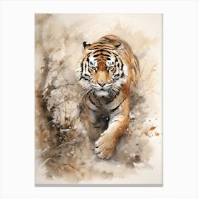 Tiger Art In Chinese Brush Painting Style 3 Canvas Print