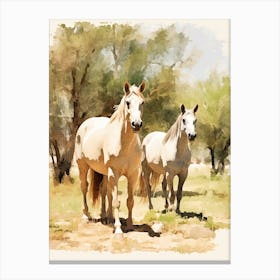 Horses Painting In Mendoza, Argentina 1 Canvas Print