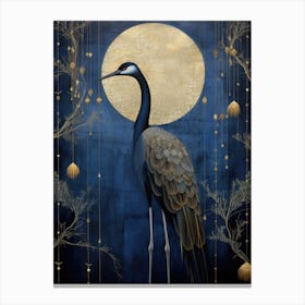 Crane At The Moon Canvas Print