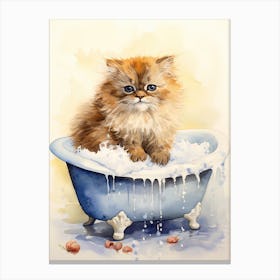 Persian Cat In Bathtub Bathroom 1 Canvas Print