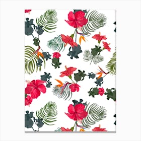 Hibiscus Heaven Bird Canvas Print