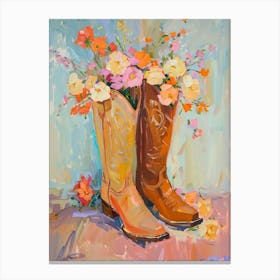 Cowboy Boots And Wildflowers Wild Roses 1 Canvas Print