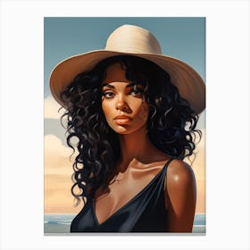 Illustration of an African American woman at the beach 119 Canvas Print