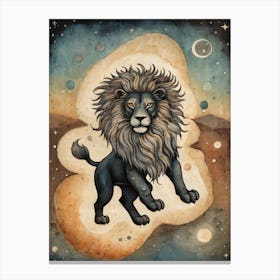 Astral Card Zodiac Leo Old Paper Painting (17) Canvas Print