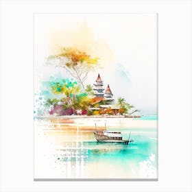 Gili Islands Indonesia Watercolour Pastel Tropical Destination Canvas Print