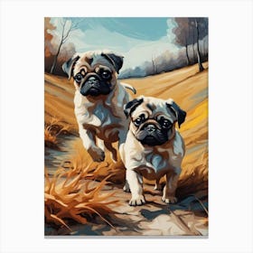 Two Cute Pugs Canvas Print