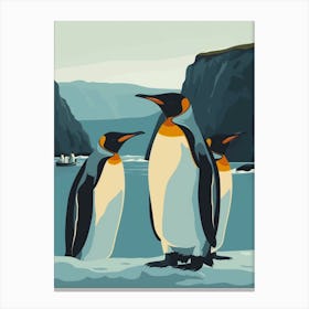 Emperor Penguin Paradise Harbor Minimalist Illustration 2 Canvas Print