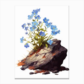 Forget Me Not Sprouting From A Rock (4) Canvas Print