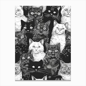 Perfectly Repeatable Artwork With Cute Cat Faces 72 Canvas Print