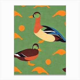 Mallard Duck Midcentury Illustration Bird Canvas Print