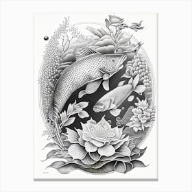 Kawarimono Matsuba 1, Koi Fish Haeckel Style Illustastration Canvas Print