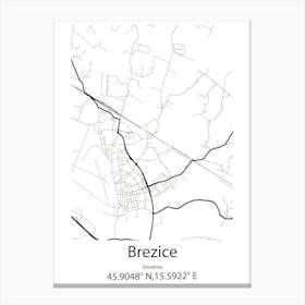 Brezice,Slovenia Minimalist Map Canvas Print