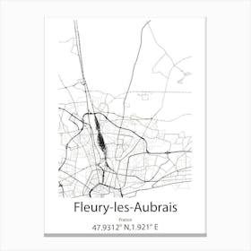 Fleury Les Aubrais,France Minimalist Map Canvas Print