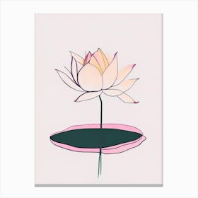 Blooming Lotus Flower In Pond Minimal Line Drawing 2 Canvas Print