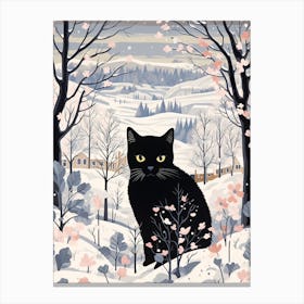 Winter Cat Illustration 3 Canvas Print