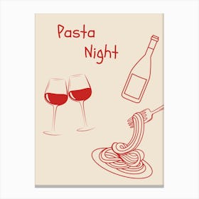 Pasta Night Poster Canvas Print