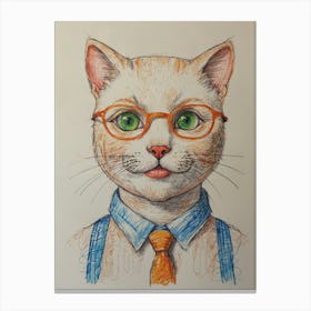 Cat In Glasses 3 Canvas Print