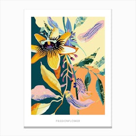 Colourful Flower Illustration Poster Passionflower 1 Canvas Print