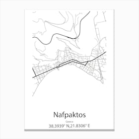 Nafpaktos,Greece Minimalist Map Canvas Print