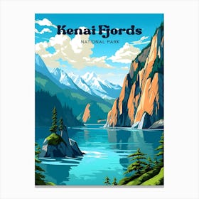 Kenai Fjords National Park Alaska Nature Modern Travel Illustration Canvas Print