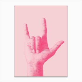 Pink Rock Hand Sign Canvas Print