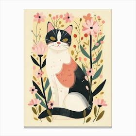 Cat In Flowers 6 Canvas Print