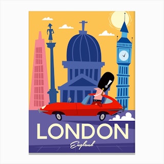 London Poster Yellow & Purple Canvas Print