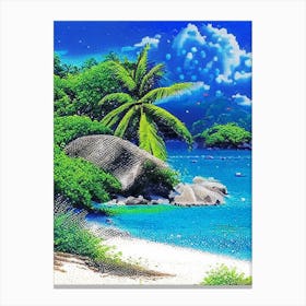 Curieuse Island Seychelles Pointillism Style Tropical Destination Canvas Print
