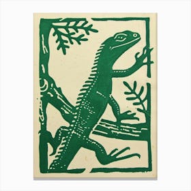 Lizard In The Woods Bold Block 4 Canvas Print