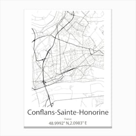 Conflans Sainte Honorine,France Minimalist Map Canvas Print